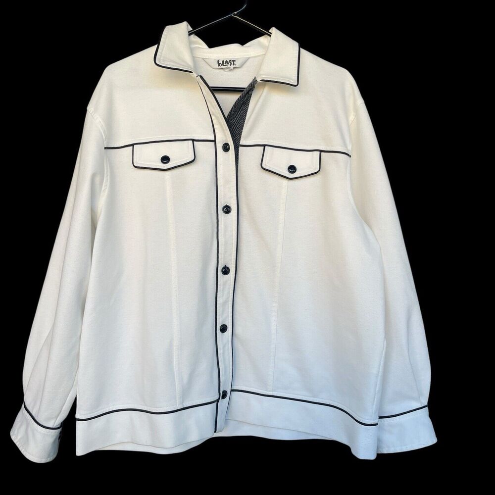 Vintage‎ Blast Womens Jacket Large Button Up Contrast Stitching 90s